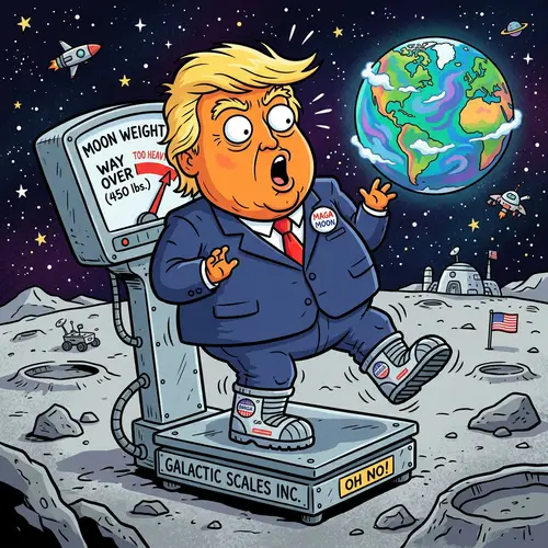 Donald Trump on the Moon: Quirky Cartoon Art