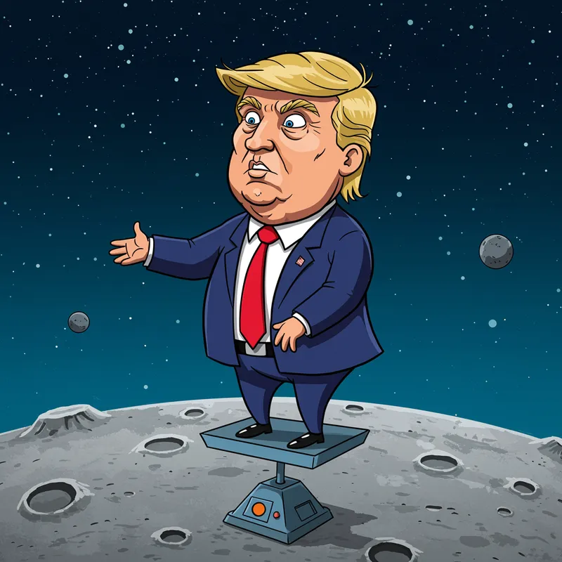 Donald Trump on the Moon: Quirky Cartoon Art