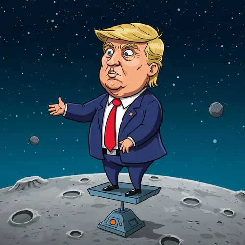 Donald Trump on the Moon: Quirky Cartoon Art