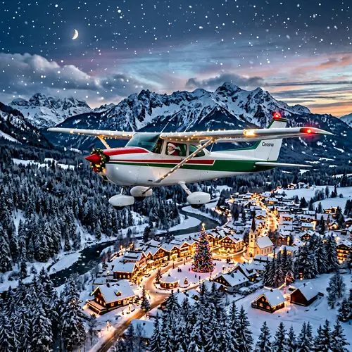Christmas-Themed Cessna 172 Flight Background