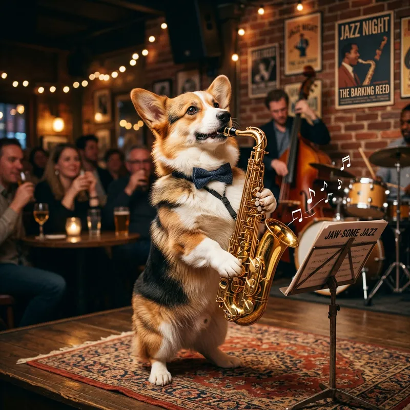 Corgi Playing Saxophone: A Joyful Performance Corgi Playing Saxophone: A Joyful Performance