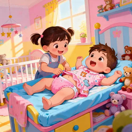 Whimsical Nursery Fun: Brother as Baby Playtime