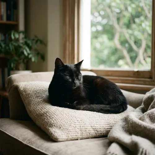 Tranquil Black Cat Meditation Scene