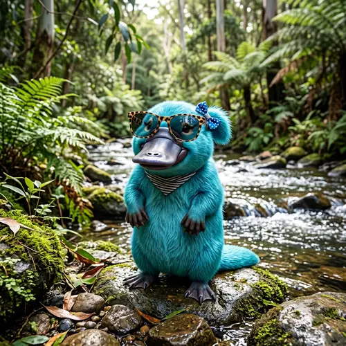 Stylish Female Blue Platypus in Sunglasses