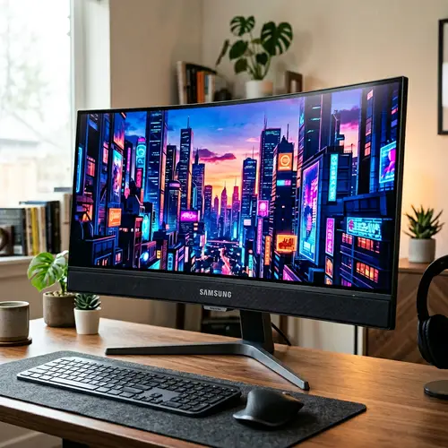 Sleek Samsung Curved Monitor with Built-in Speakers