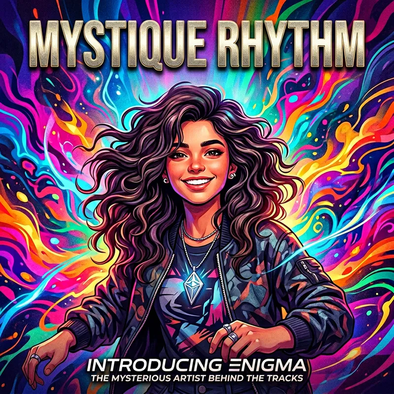 Mystique Rhythm - Custom Music Album Cover Art with Abstract Character