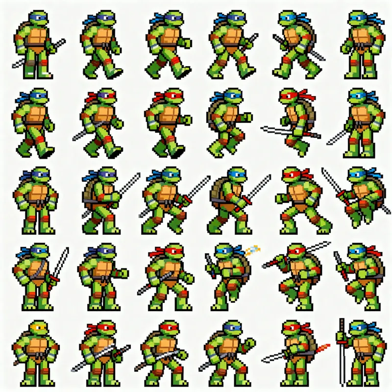 2D Game Sprite Sheet: Leonardo Animation Frames