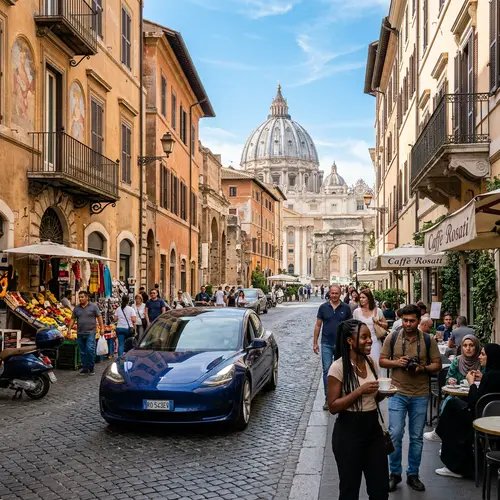 Electric Car in Rome: Modern Elegance Among Historic Beauty