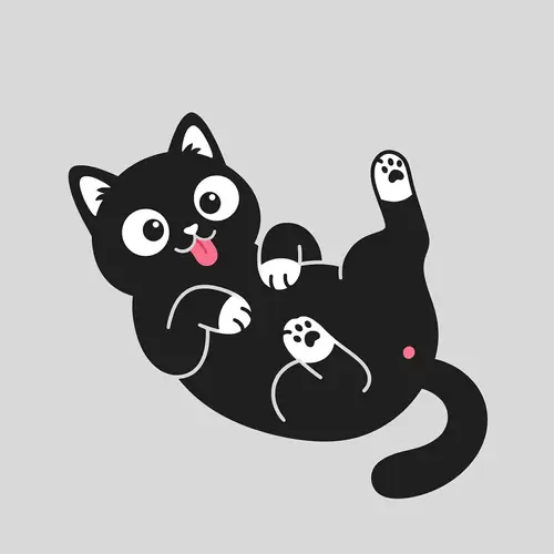 Playful Black Female Cat Illustration - Mischievous and Lively