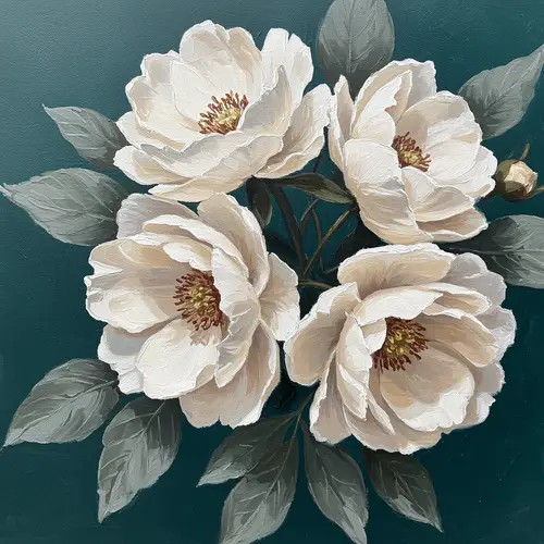 Delicate White Flowers Still Life Painting