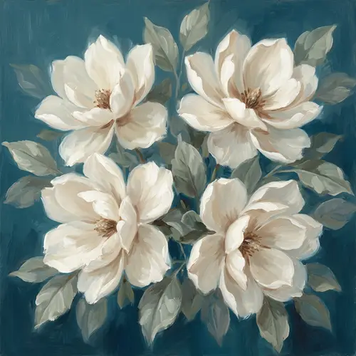 Delicate White Flowers Still Life Painting