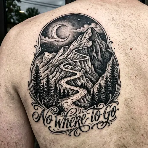 No Where To Go Tattoo Design | Trail & Mountain Theme
