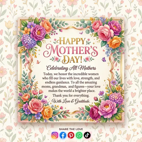 Mother's Day Social Media Design | Heartwarming Message & Flowers