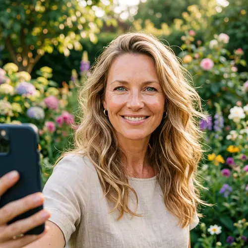 Radiant Selfie of a 45-Year-Old Blonde Model