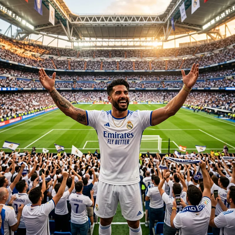 Hispanic Musician in Real Madrid Jersey at Santiago Bernabeu