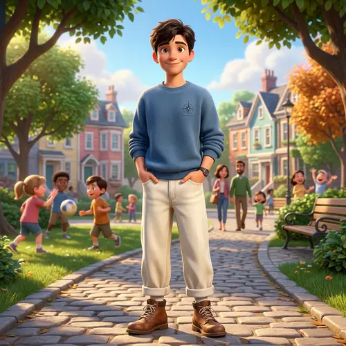 Pixar-Style Tall Boy Illustration