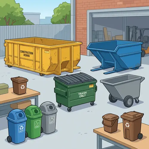 Assorted Waste Containers: Compact to Industrial Sizes