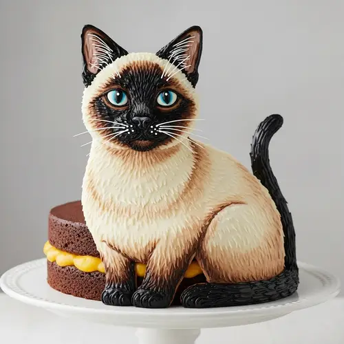 Siamese Cat Cake with Chocolate and Orange Filling