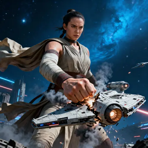Giantess Rey Skywalker: Crushing Ship in Her Fist