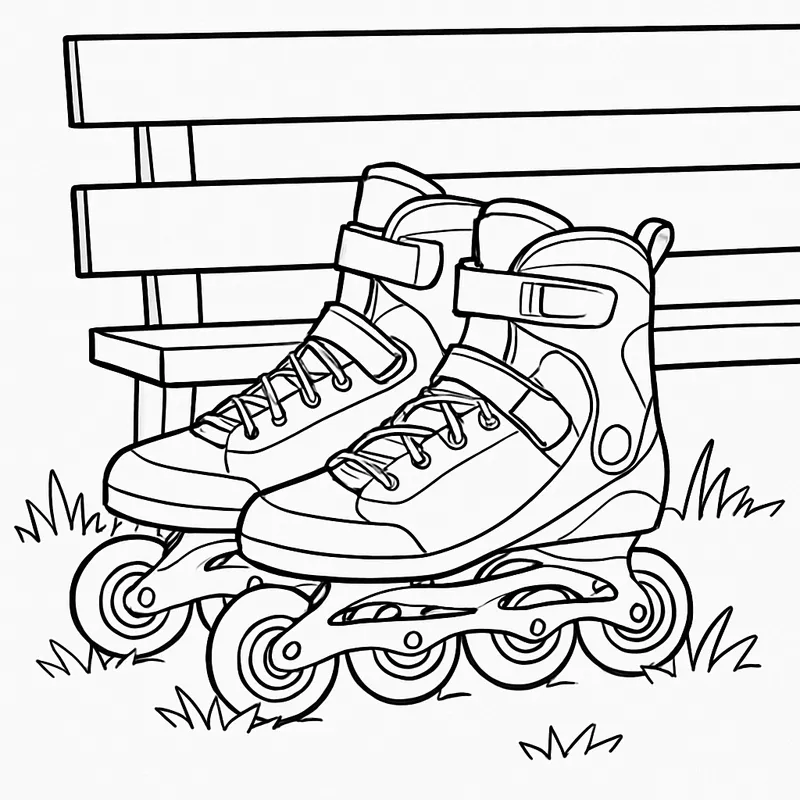 Minimalist Rollerblades Art Print - Fine Line Design Minimalist Rollerblades Art Print - Fine Line Design