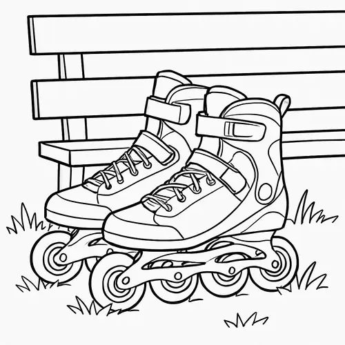 Minimalist Rollerblades Art Print - Fine Line Design