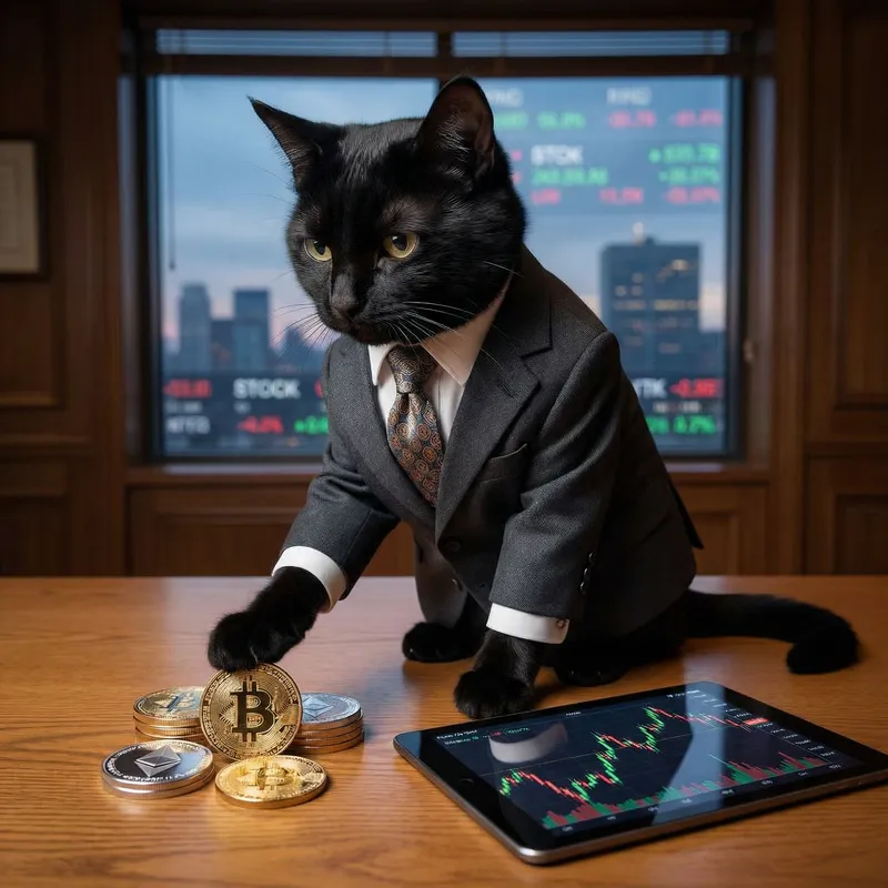 Realism Black Business Cat with White Gloves and Suit | Cryptocurrency Hustler