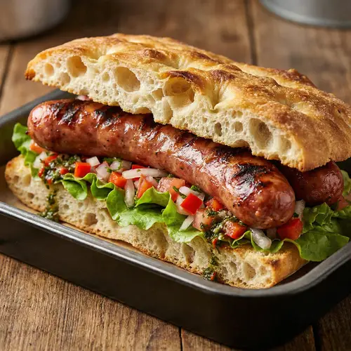 Delicious Argentine Choripán Sandwich for Delivery Apps