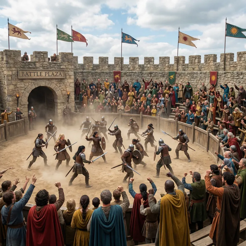 Battle Plaza - Epic Warriors Combat Scene Battle Plaza - Epic Warriors Combat Scene