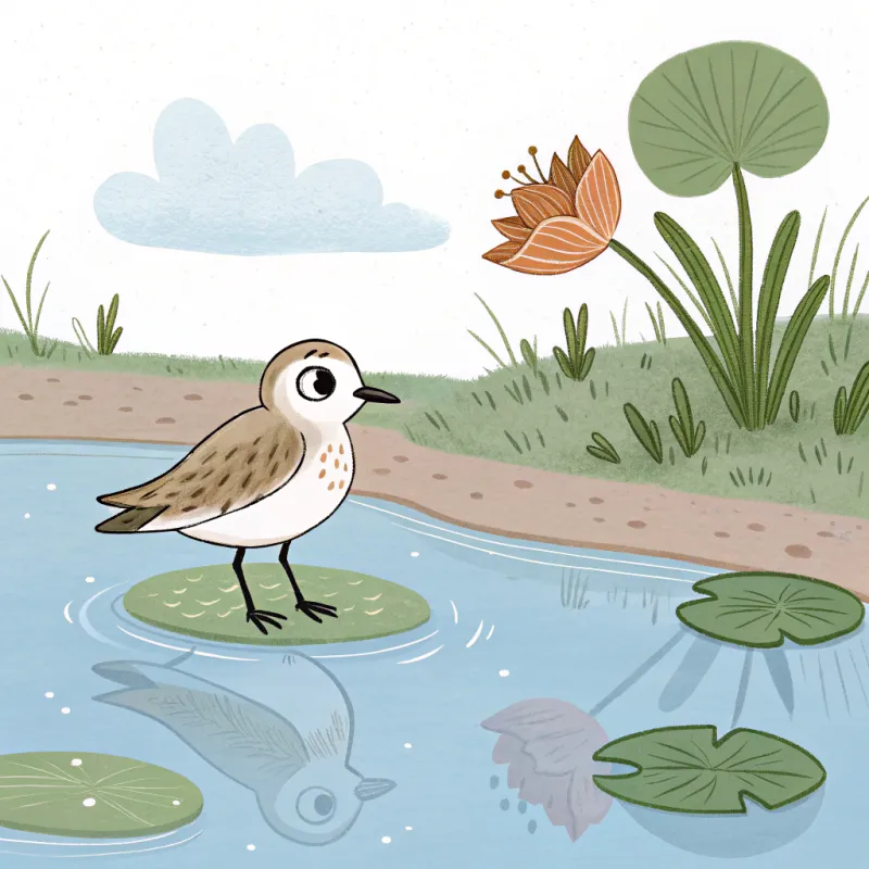 Coloring Page: Cartoon Bird by a Pond