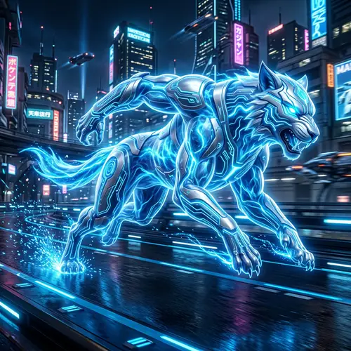 Futuristic Energy Wolf Mascot Design
