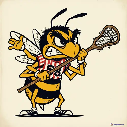 1950s Vintage Sports Mascot: Angry Bumblebee Lacrosse