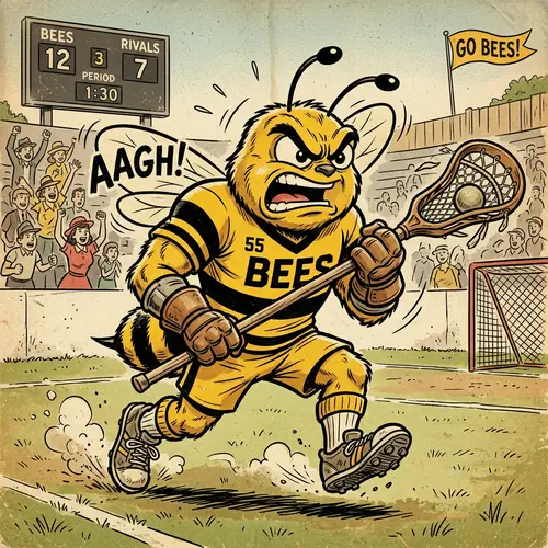 1950s Vintage Sports Mascot: Angry Bumblebee Lacrosse