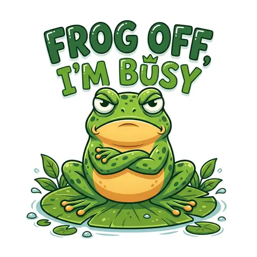 Funny 'Frog off I'm Busy' Vector Design - Grumpy Frog Art
