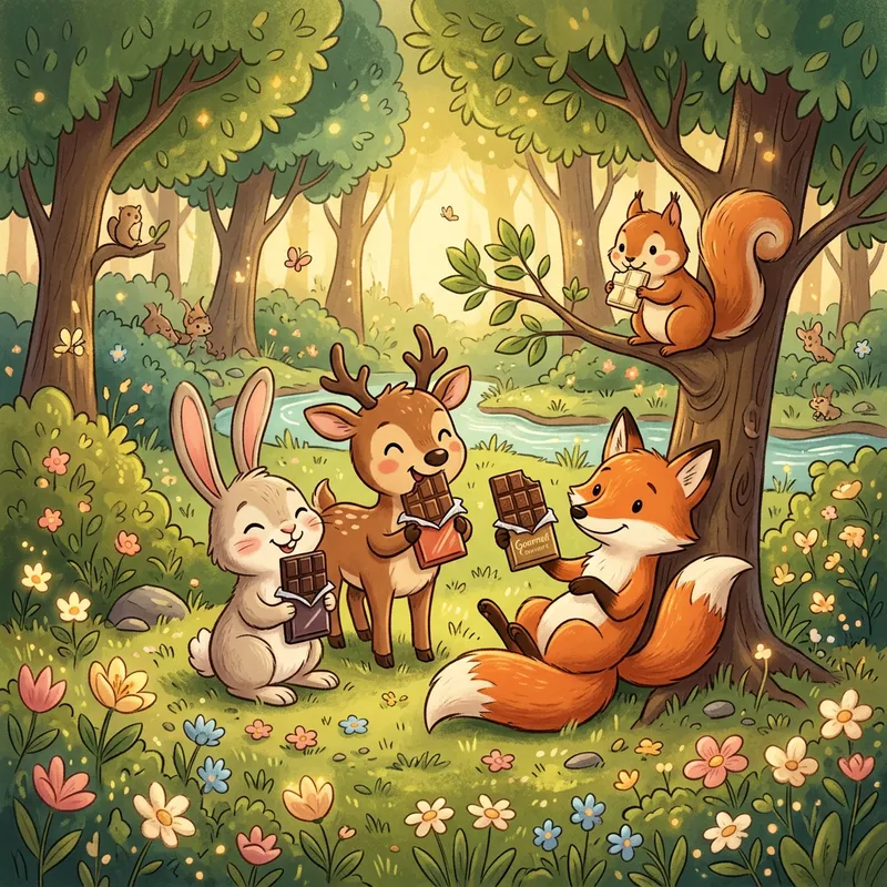 Playful Animals Enjoying Chocolate Bars in Delightful Packaging