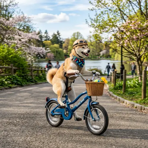 Shiba Inu Riding Bicycle - Cute Dog Biking!