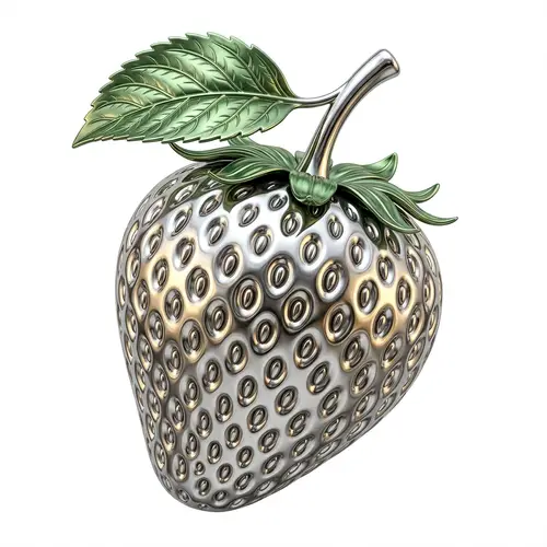 Luxurious Metallic Silver Strawberry Art