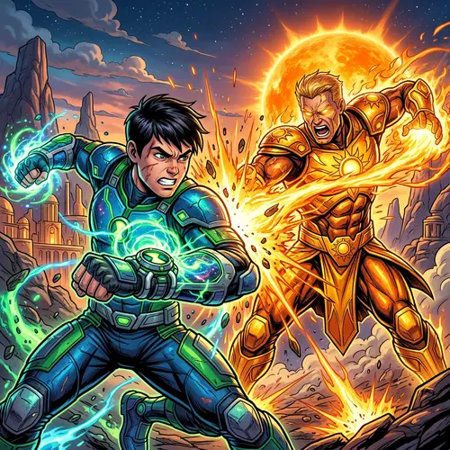 Cosmic Powers Clash: Hero vs Solar Warrior