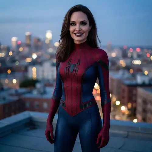 Angelina Jolie in a Sexy Spider Man Costume