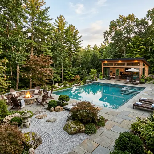Stunning Pool, Pool House & Zen Garden Design