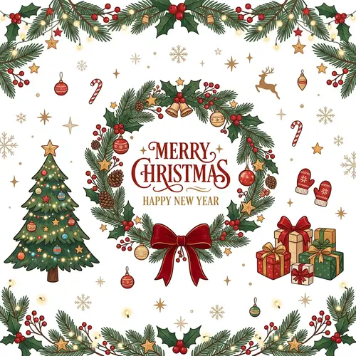 Christmas Theme Design on White Background