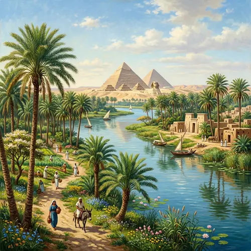 Spring Palm Trees in Ancient Egypt