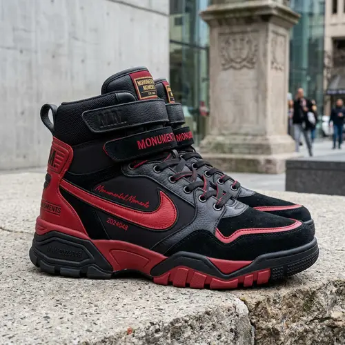 Monumental Moments: Red & Black High Top Sneakers