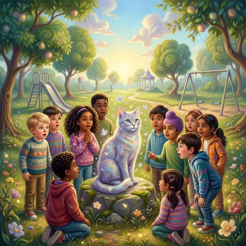 Surreal Cat in a Park: Astonishing Children
