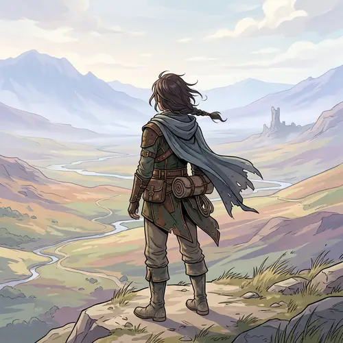 Genshin Style Pale Colors Landscape | Adventure Character