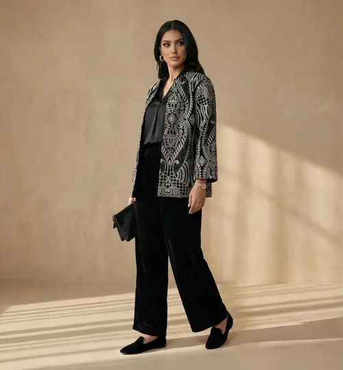 Trendy Black Velvet Jacket & Trousers for Fashion Lovers