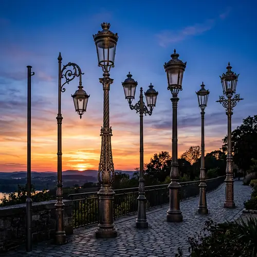 Unique Ornamental Light Posts Against Sky Backdrop