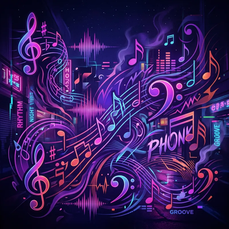 Rhythmic Phonk Music Inspired Nighttime Art