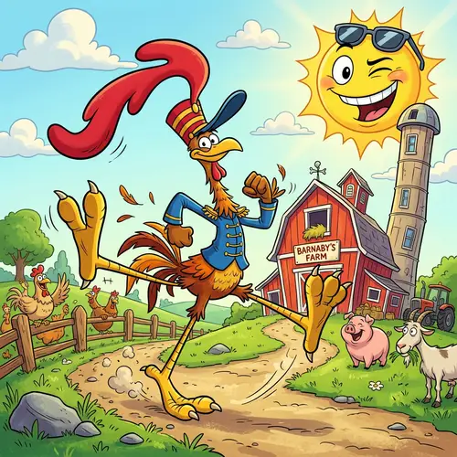 Humorous Exaggerated Rooster Animation Scene