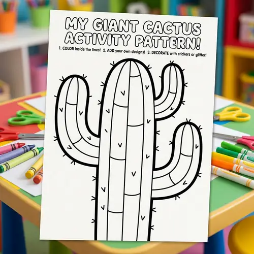 Giant Cactus Pattern for Kids Activities