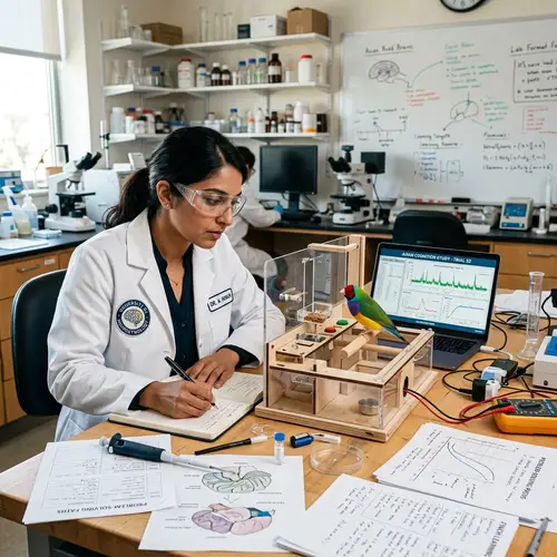Bird Intelligence Research: South Asian Female Scientist in Laboratory